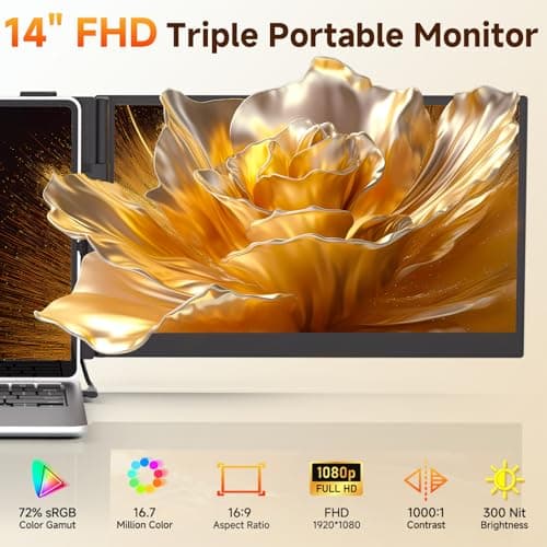 14" Laptop Screen Extender, 0.18" Ultra-Thin Laptop Monitor, Stable Damping Stand with 90° Rotation, 180° Rotation Dual Screen, Extra Compatible with Windows/Mac/Android/Switch/PS Fits 13"-17" Laptops - Thumbnail 4
