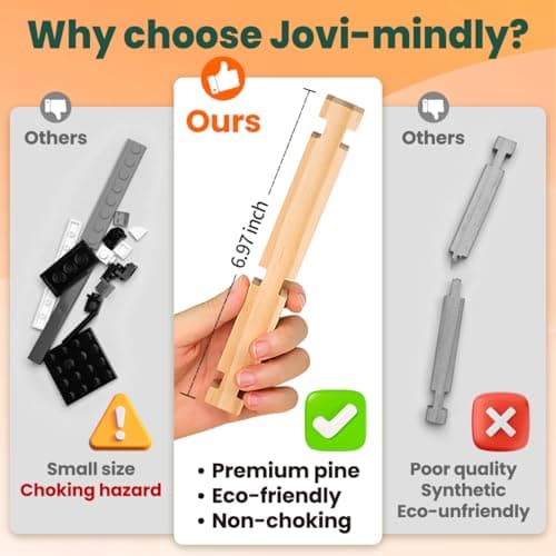 Jovi-mindly＆Notchies Space Wooden Blocks Set 101 PCS Create 40+ Shapes,Toys Educational Wooden Building Blocks Puzzles for Kids Ages 5-8 Boys and Girls,Truck/Excavator,FSC Certified - Thumbnail 6