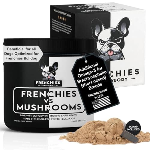 Mushroom Supplement for Dogs – Turkey Tail Mushroom for Dog Immune Support, Digestion, Allergies & Longevity with Omega3 & Turmeric | for Dogs Lumps and Bumps | French Bulldog Optimized