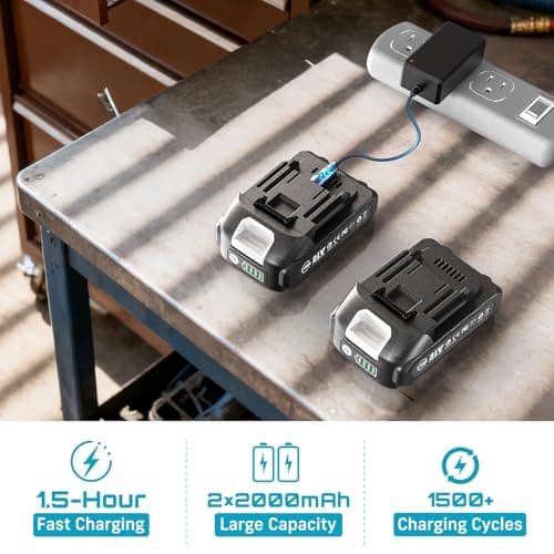 Cordless Electric Ratchet Wrench 3/8", 6" Extended Neck, 3-Speed Adjustable, 74 Ft-lbs Max Torque, 21V Power Brushless Ratchet with 2×2.0Ah Batteries & Fast Charger, 8 Sockets, 1/4"& 1/2" Adapter - Thumbnail 5