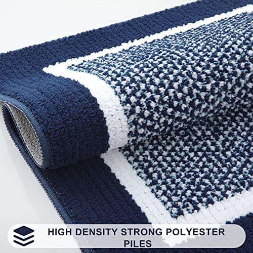 Colorxy Indoor Door Mat, Non-Slip Absorbent Resist Dirt Entrance Mat, Sturdy Low-Profile Inside Floor Carpet Mats, Washable Front Entry Doormats for Entryway, 47''x20'', Navy - Thumbnail 4