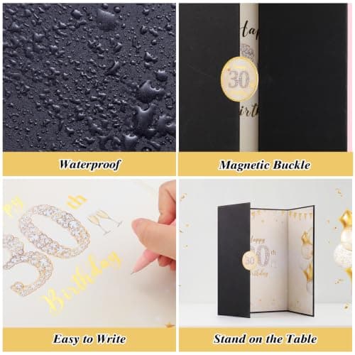 WSICSE 30Th Birthday Guest Book Card, Black Gold, 18 x 12 Inch - Thumbnail 5