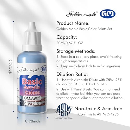 Basic Color Miniature Paints Set - 16 x 20ml Basic Colors Miniature Painting Kit, with 1PC Kolinsky Sable Paintbrush, Acrylic Model Paint Set for Miniature Painting - Thumbnail 2