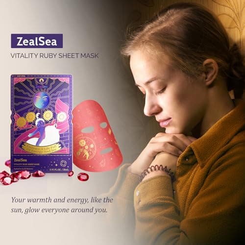 Zealsea Face Masks Skincare, Collagen Face Mask for Anti Aging, Hydrating Face Masks, Astaxanthin Q10 Face Mask for Antioxidant, Magic All-in-one Sheet Mask, Self Care Gift for at Home Spa Party 6pack - Thumbnail 3