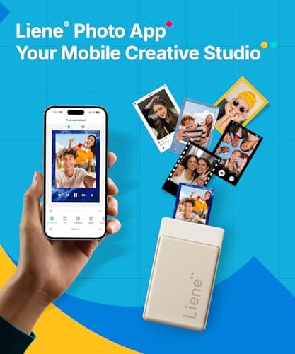 Liene Pearl N200 Pro Portable Photo Printer, Instant Mini Picture Printer for iPhone Smartphone, Thermal Dye Sublimation, Bluetooth Sticker Printer 10 Sheets 2x3 Adhesive Paper & 1 Cartridge, Gold - Thumbnail 2