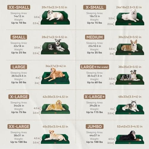 Large Dog Bed Orthopedic Washable - Waterproof Removable Cover - Medium XLarge Big Dogs - Egg Foam Couch - Emerald Dog Beds Bolster with Sides - Thumbnail 2