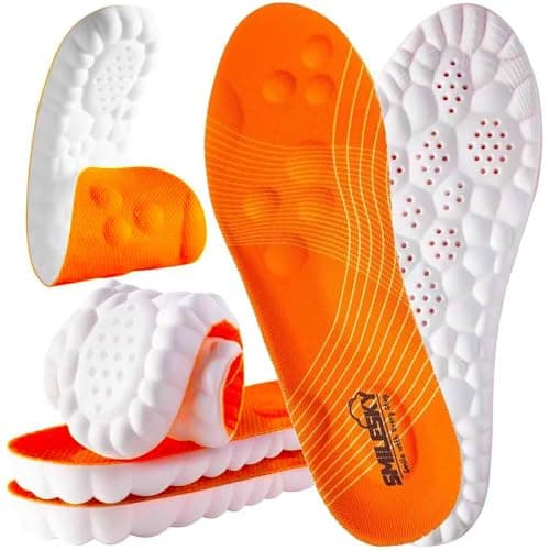 SMILESKY 2 Pairs Steppers Insoles for Men & Women, 4D Cloud Insoles Super Soft Memory Foam Shock Absorption Anti-Fatigue Shoe Inserts,Relieve Foot Pain,for Hiking,and Standing All Day - Image 1