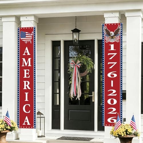250th Anniversary American Banners - 2 Pack 4th of July Decorations Banner - 1776-2026 250th Anniversary Patriotic Hanging Banner Red White and Blue Independence Day Decor for Indoor Outdoor - Thumbnail 6