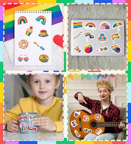 HSHFAMIIY Pride Stickers,100Pcs Pride Accessories, Rainbow Sticker for for Trans Bi Lesbian LGBTQ+ Gay Pride Stuff Accessories, Celebration Parades Home Decor Party Supplies Festivals - Thumbnail 3