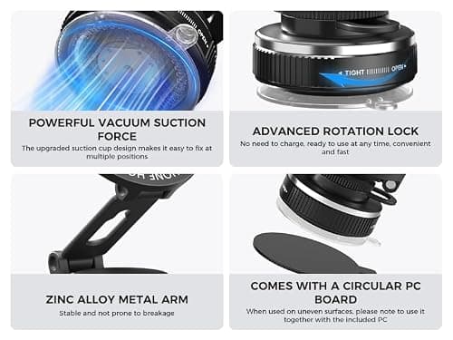JOULPOUZA 360° Adjustable Car Phone Holder for Magsafe, Magnetic Vacuum Suction Cup Dashboard Cell Phone Mounts Car Mobile Stand for iPhone 17 Pro Max 16 15 14 & Android and Universal All Smartphones - Thumbnail 6