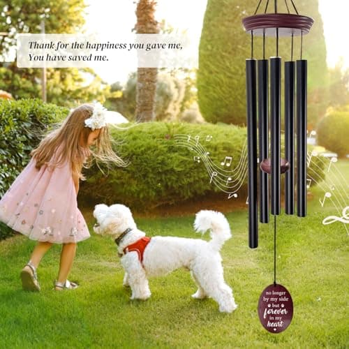 Howarmer Pet Memorial Wind Chime, Dog Memorial Wind Chimes for Loss of Dog, Tuned Aluminum Tubes in G Scale, Wooden Top, Sympathy Pet Loss Gifts for Garden Patio – Forever in My Heart - Thumbnail 4