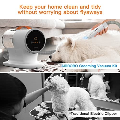 AIRROBO Dog Grooming Vacuum Kit,12000Pa Strong Pet Vacuum for Shedding,Grooming Hai,Quiet,PG100,2L Large Capacity - Thumbnail 5