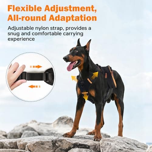 Dog Backpack Harness with Non-Slip Handle, Height-Adjustable Side Pockets Tactical Saddle Bag for Dogs, Lightweight Backpack for Dogs Hiking Walking Training, D-Ring Leash Attachment (30-55LB) - Thumbnail 3