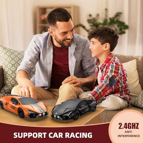 Sakeye RC Drift Car, Drifting RC Car 2.4GHz 1:16 Remote Control Cars 4WD High Speed Racing Vehicle with LED Lights Two Batteries and Drifting Tires Sport Toy Cars for Adults Boys Girls Kids Orange - Thumbnail 5