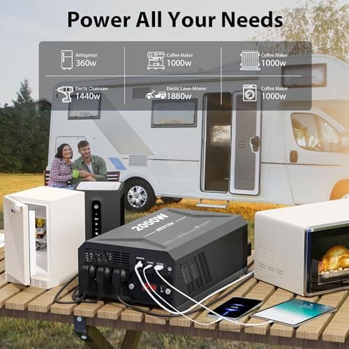 BESTEK 2000W Car Power Inverter, DC 12V to 110V AC Converter Car Outlet Adapter with USB-C PD30W QC18W Cigarette Lighter Plug, 3 AC Charger Outlets and Dual USB Ports for RV Road Trips - Thumbnail 5