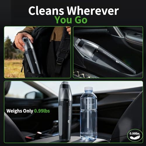 Car Vacuum, Handheld Vacuum Cordless 20000Pa Suction with 2 Suction Modes, 2-in-1 Portable Mini Car Vacuum Cleaner Cordless Vacuum Rechargeable Type-C Charge for Car, Office Desk, Keyboards（Black) - Thumbnail 5