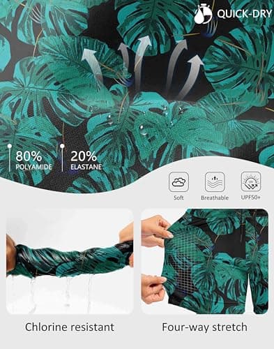 Viodia Women's 5" High Waisted Swim Board Shorts Quick Dry Beach Shorts with Pockets UPF 50+ Swimsuit Bottoms with Liner Leaf XL - Thumbnail 6