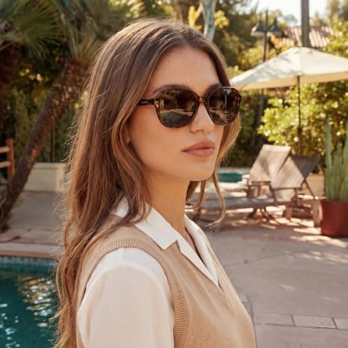 CARFIA Retro Large Acetate Polarized Sunglasses for Women UV Protection - Thumbnail 4