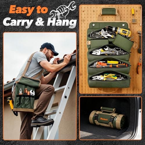 Gifts for Men, Roll Up Tool Bag, Anniversary Birthday Gifts for Men Dad Husband Him Boyfriend, Father Day Gifts for Dad Who Have Everything, Portable Tool Organization for Mechanic Welding Electrician - Thumbnail 6