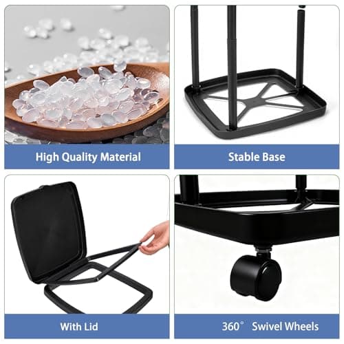 UUFCTY Collapsible Trash Can Camping Portable Garbage Bin Holder Stand with Wheels Plastic Outdoor Trash Can with Lid for Outside Indoor, Black - Thumbnail 6