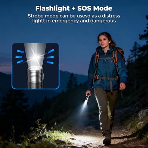 AsFrost Flashlight Camping Lights 2in-1, 180°Flip Dual Lamp 8-Mode LED Bright Weird Cool Unique Flash Light Camp Lantern Waterproof 4500mAh Type-C for Outdoor Home Emergency, Gift for Teen Men Women - Thumbnail 6