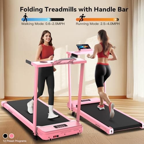 FUNMILY Incline Walking Pad Treadmill with Handle Bar, Folding Treadmills for Home Small, 3.5HP Portable Treadmill with Desk, 350 lbs Weight Capacity, Walking Pad with Remote Control and LED Display - Thumbnail 2