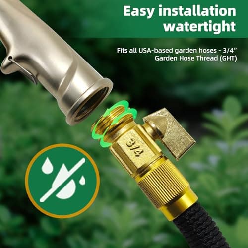ARXIVE Garden Hose Nozzle Hand Sprayer, Heavy Duty High Pressure 100% Metal with 4 Adjustable Spray Patterns for Watering Lawn, Garden, Car Washing,Pets & Windows - Thumbnail 6