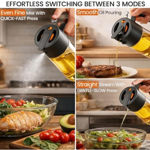 Costop Professional 500ml Glass Oil Sprayer - 3-in-1 Kitchen Tool: Fine Mist, Stream & Pour | Leak-Proof Design for Air Fryer, BBQ & Cooking | BPA-Free - Thumbnail 2