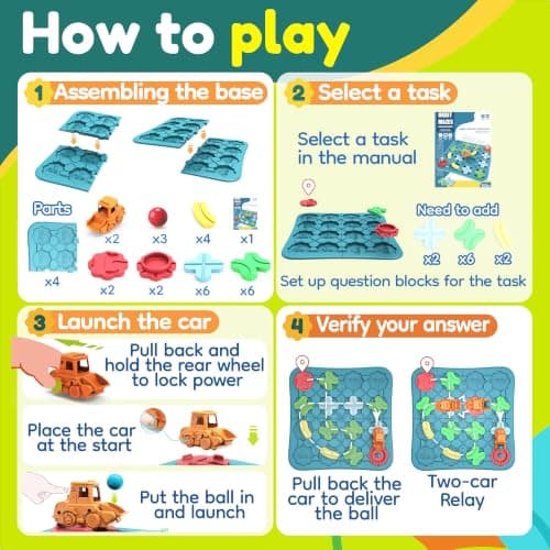 Kids Toys STEM Board Games - Logical Road Builder Brain Teasers Puzzles for 3 4 5 6 7 Year Old Boys Girls, Educational Montessori Birthday Gifts for Ages 4-8 Preschool Classroom Learning (32 PCS) - Thumbnail 3