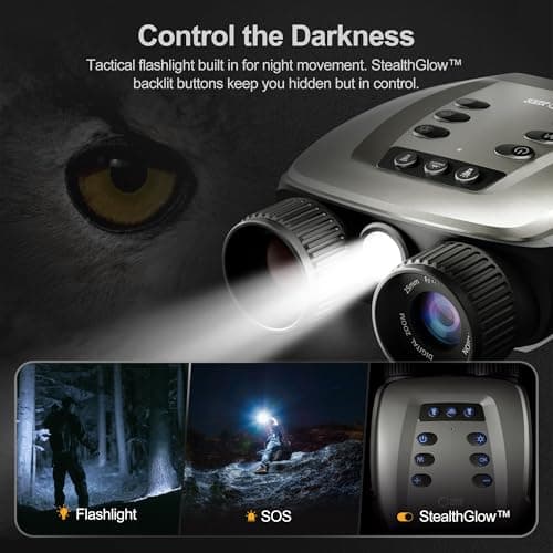 VisioGear Night Vision Binoculars - Night Thunder X3 4K Night Vision Goggles for Adults, AI Color Mode, 2000ft Range, 5000mAh Battery, 32GB Card for Camping & Security - Thumbnail 5