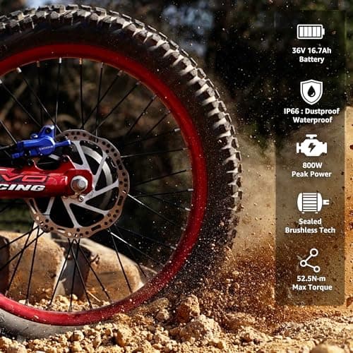 RFN 36V 3-Speed Stunt Jump Bike – 800W Electric-Dirt-Bike, Lightweight Aluminum Frame Electric Bike, BMX Dual Hydraulic Disc Brakes, 21.7 mph Max Speed, 24.2-Mile Range for Ages 12+ - Thumbnail 5