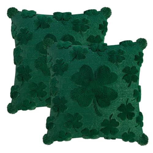 REBANDEN St Patricks Day Throw Pillow Covers Decorations 18x18 in 2-Piece Set,Green Pillow Covers Linen Spring Pillow Case Home Sofa St Patricks Day Decor.