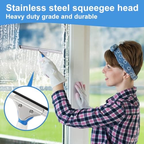 Mitclear Professional Window Cleaning Kit 14IN, Windows Cleaner Tool with Silicone Squeegee, Microfiber Scrubber & Cloth, Window Washing Equipment or Home Shower Glass Doors Car Windshield - Thumbnail 6