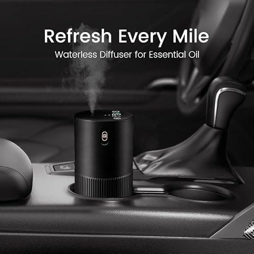 Waterless Diffuser for Essential Oil, Aluminum Alloy & Fabric, 0.33 Fl Oz/ 10mL, Waterless Diffusers, Scent Diffuser with Timer & 4 Mist Levels for Home, Room, Car, Office - Black - Thumbnail 3