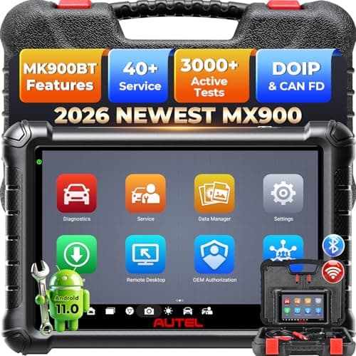 Autel MaxiCheck MX900 Bidirectional Scanner, 2026 OBD2 Scan Tool Up of MaxiCOM MK808S MX808S MK808BT Pro, US Ver. of MK900BT w/ 3000+ Active Test, 40+ Service, CAN-FD&DOIP, All-Sys Diagnose, FCA 11 OS