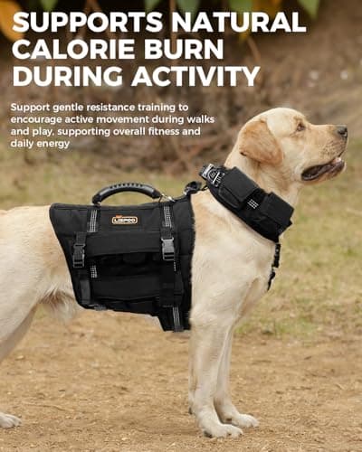 LISPOO Weighted Dog Vest & Collar Set with Pockets, Includes 4 Removable 0.88 lb Weight Blocks, Dog Training Gear for Exercise Walking & Conditioning, Muscle Building with Medium & Large Dogs (M) - Thumbnail 6
