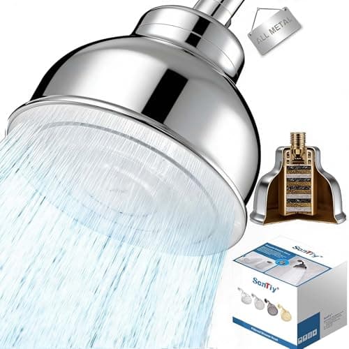 All Metal 6 Inch Filtered Shower Head - Chrome Fixed Showerhead | Hard Water Filter to Remove Chlorine, Soften Water | Promotes Healthier Hair, Skin & Nails | Premium Solid Metal Shower Filter Head - Image 1