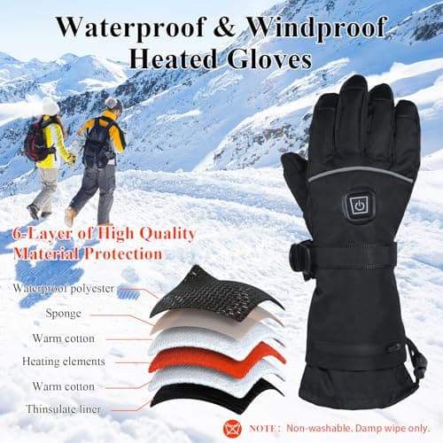 Minthouz Heated Gloves for Men Women - 5000mAh Rechargeable Heated-Gloves with Touchscreen Waterproof, Upgrade Non-Slip Electric Heating Glove for Winter Outdoor Cycling Camping Skiing Fishing Hiking - Thumbnail 3