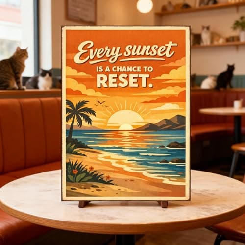 Every Sunset Is Chance Reset Tin Sign Inspirational Quote Metal Wall Decor Vintage Beach Sunrise Ocean Landscape Artwork Motivational Rustic Plaque Home Office Coastal Room Seaside Calming Positive 8x12 Inch - Thumbnail 2
