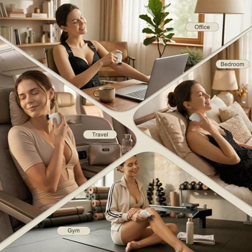 CottonHK Portable Mini Massage Gun, Handheld Percussion Massager with 4 Heads 4 Speeds, USB-C Rechargeable Muscle Massager for Neck, Shoulders, Back, Legs, Travel, Office, Home - Thumbnail 4