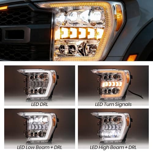 ROVEROLL Projector Led Headlights Assembly Compatible with Ford F150 2021-2023, w/Led Turn Signal, Led DRL, Side Marker, Plug & Play, CREE LED Chips, Passenger and Driver Side, Elegant Style - Thumbnail 5