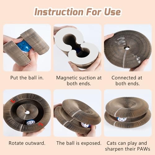 Magnetic Magic Organ Cat Scratcher Toy, Extra-Thick & Large Connectable Cardboard Scratching Board with Bell Ball, Interactive Enrichment Toy for Indoor Cats & Kittens (1 Pack) - Thumbnail 5