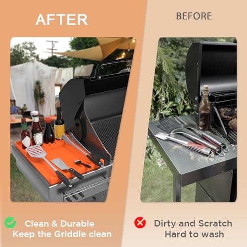 JACZZO Silicone Grill Mat for Blackstone Griddle Accessories,17x11.5 Large Silicone Spatula Mat with Drip Pad, BBQ Griddle Tools for Outdoor Grill Kitchen Counter (Orange) - Thumbnail 3