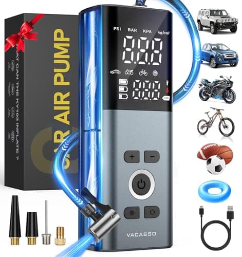 Tire Inflator Portable Air Compressor, 150PSI Air Pump For Car Tires with Accurate Tire Pressure Gauge, Cordless Air Compressor for Car, Motorcycle, Bike, Balls and More, Smart Autostop - Image 1
