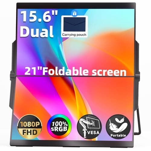 Ingnok 15.6" Dual Monitor, FHD 1080P 100% sRGB Laptop Screen Extender for Windows Mac, with 4 Speakers, 2 HDMI USB C Ports, for Office Gaming Triple Monitor - Image 1