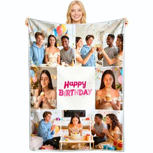 SwiftBay Personalized Birthday Gifts for Women, Men and Girls, Custom Blanket with Picture - Happy Birthday Decorations, Photo Blanket, Customized Gifts for Mom, Wife, Daughter and Son Ships Next Day - Image 1
