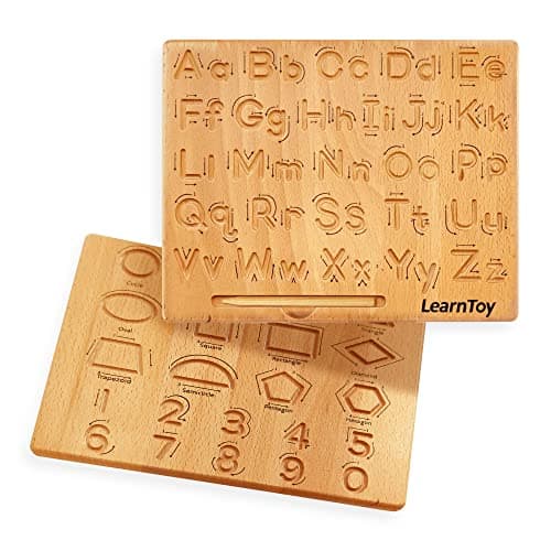 LearnToy Montessori Wooden Alphabet Tracing Board - Educational Toy for Kids - Fine Motor Skills Development - Double-Sided Writing Practice - Ideal Gift for Preschool 3-5 Years Old. - Image 1