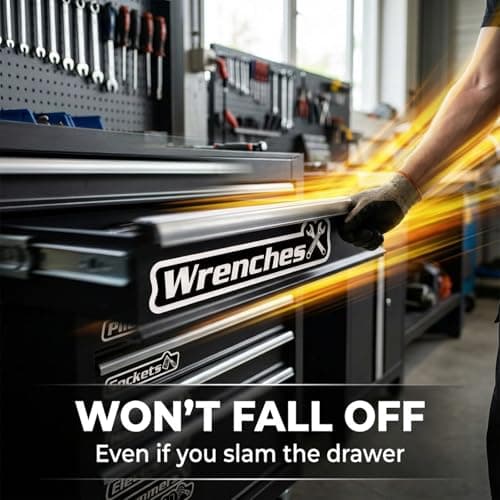 15-Pack Magnetic Tool Box Labels with Visual Icons, Upgraded 3D Magnetic Toolbox Labels for Fast ID, Tool Box Magnets for Steel Chests, Narrow Drawers & Garage Organization, Practical Gift for Men - Thumbnail 5