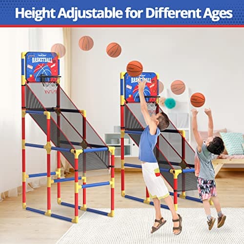 EagleStone Kids Arcade Basketball Game with Electronic Scoreboard and Cheer Sounds, Indoor Outdoor Basketball Hoop with 4 Balls, Game Toy Gift for Ages 3-12 Boys and Girls - Thumbnail 5