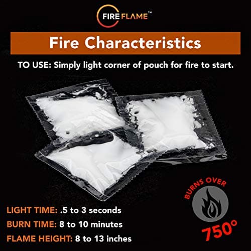 Fireflame Quick Instant Fire Starter - 100% Waterproof All-Purpose Indoor & Outdoor Firestarter, for Charcoal Starter, Campfire, Fireplace, BBQ - Odorless and Non-Toxic - 100 Pouches in Canister - Thumbnail 4